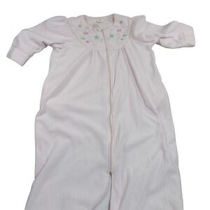 Amanda Paige Pink Floral Embroidered Zip Front Robe Plus Size 1X‎ Long Sleeve